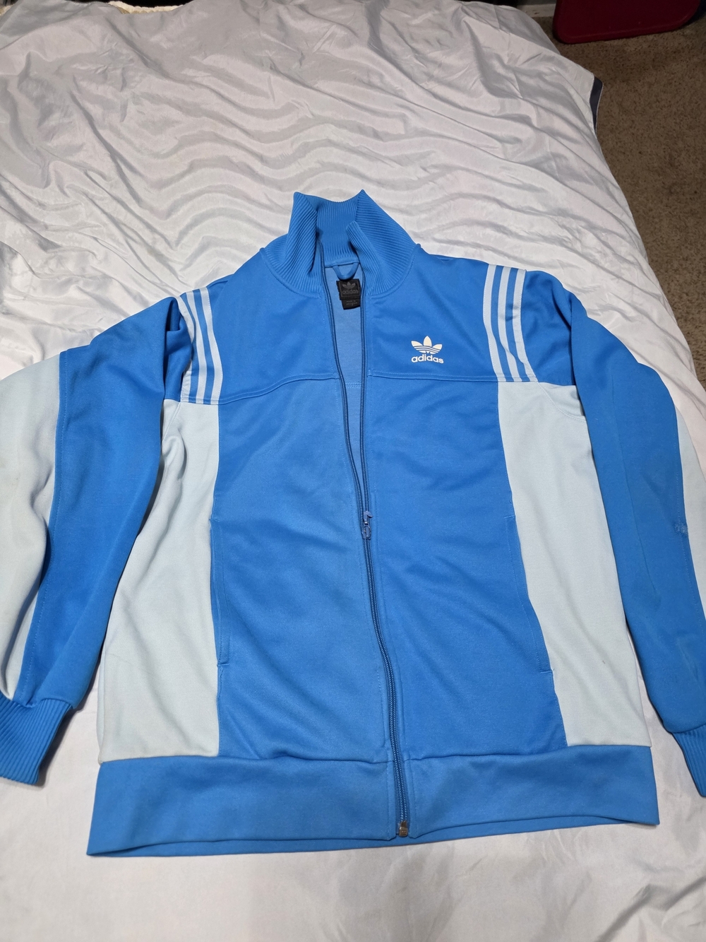 Adidas Men’s Blue Track Jacket with Light Blue Panels